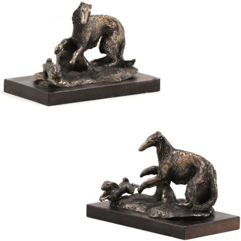 Barzoï russe, statuette de chien en marbre blanc, trophée pour une exposition canine par Art-Dog (1/5)