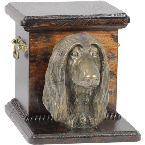 Lévrier afghan - une urne funéraire pour chien avec une statuette, une urne élégante et unique ornée d'un buste de chien, signée Art-Dog. (1/5)