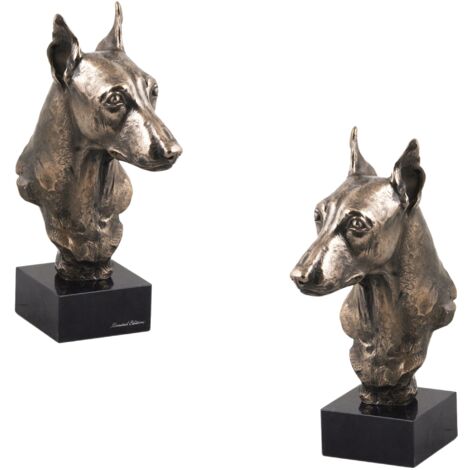 Pinscher nain - statuette de chien, buste sur socle en pierre, sculpture, trophée pour exposition canine par Art-Dog (1/5)