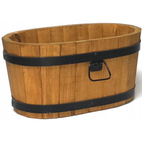 Jardinière pin 40x23xH21 côté chêne (1/5)