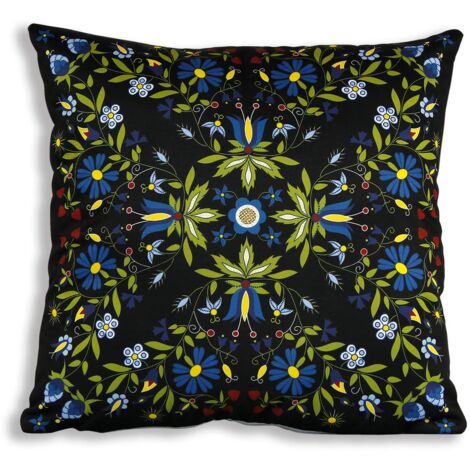 Oreiller folklorique cachoube avec tournesols, noir (1/2)