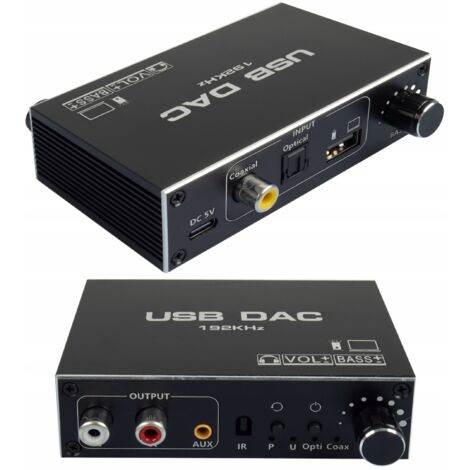 CONVERTISSEUR AUDIO USB DAC TOSLINK COAXIAL CINCH AMPLIFICATEUR AUX RÉGLAGE DES BASSES