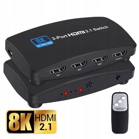 Commutateur HDMI 2.1 Bidirectionnel 8K - 1 Entrée 3 Sorties / 3 Entrées 1 Sortie, Supporte 8K@60Hz Et 4K@120Hz - 3