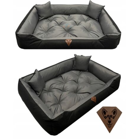 Lit pour chien géant imperméable 130x105 cm – Matériau PVC Codura – Résistant aux rayures – 2 oreillers gratuits
