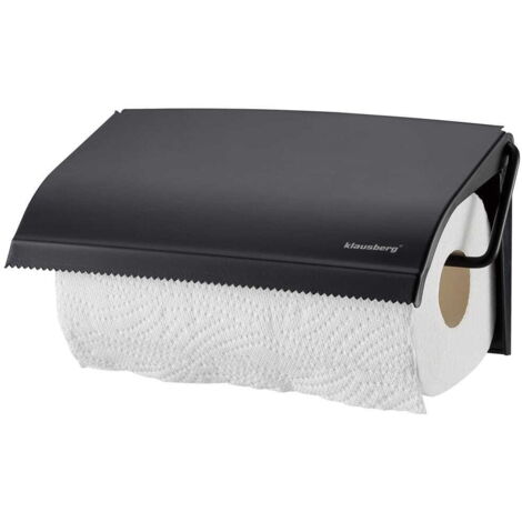 Porte-essuie-tout mural en acier inoxydable noir mat – Fixation murale facile – Dimensions 25 x 13,5 x 2 cm pour cuisine moderne - KB-7714