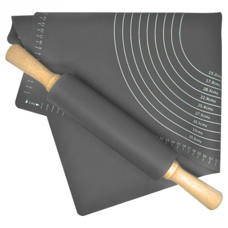 Set De Pâtisserie : 1 Rouleau à Pâtisserie En Silicone Bleu (31 Cm) + 3 Spatules En Polypropylène - Outils Cuisine Antiadhésifs