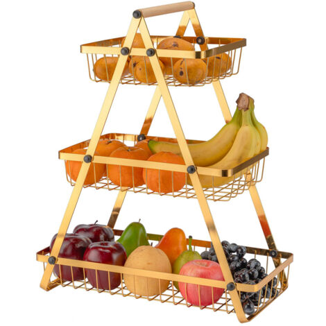Panier À Fruits À 2 Niveaux, Panier À Fruits Et Légumes Pour Cuisine, Panier De Rangement En Fil