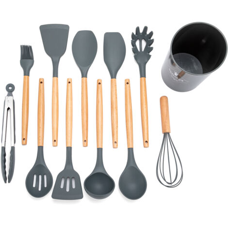 Lot de 40 ustensiles de cuisine en silicone Noir