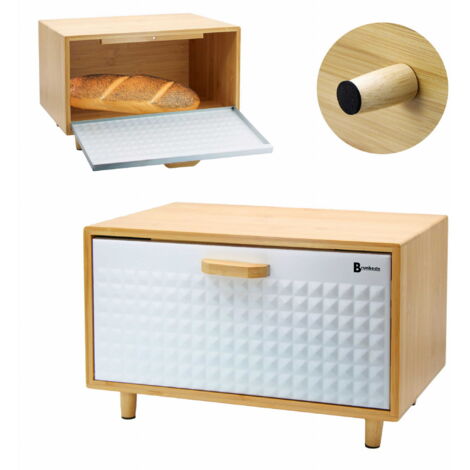 Boîte à pain en bambou – Dimensions 35,5 x 20 x 21,5 cm – Acier thermolaqué – Design moderne pour cuisine - BB-4251
