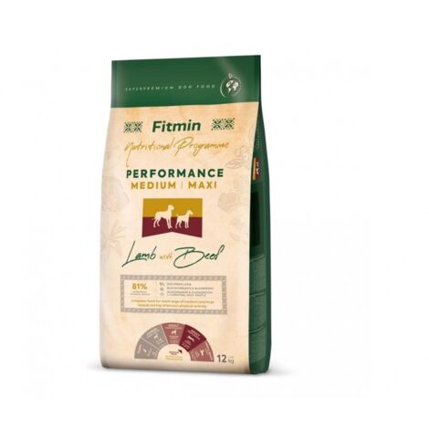 Croquettes Fitmin Performance pour chien, agneau et bœuf, 12 kg (1/3)
