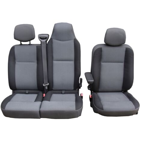 Housses De Sièges Pour Renault Master 2010-2020 - Protection Noir/Gris, Tissu Respirant