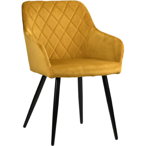 Fauteuil rembourré en velours curry MILTON (1/5)