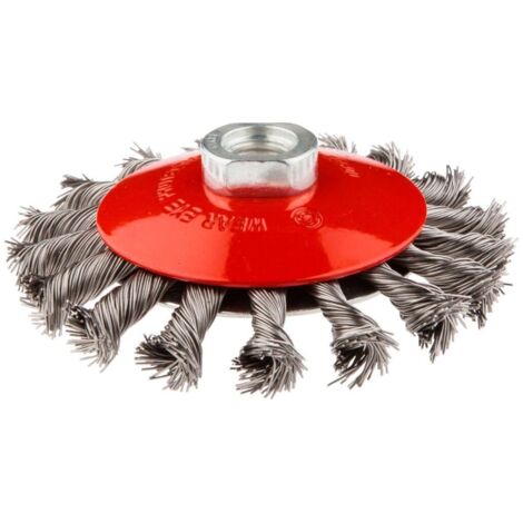 Brosse métallique à disque coudée, 115 mm x M14, acier inoxydable (1/2)