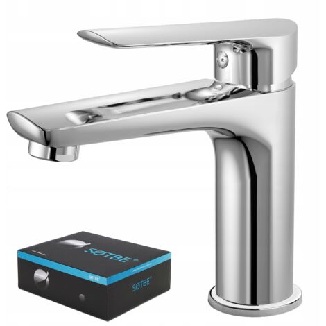 Robinet de lavabo sur pied pour salle de bain, bec fixe, chromé (1/5)
