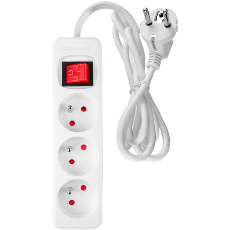 Rallonge 3 m, 3 x 1,5 mm², 3G, blanc, ON/OFF (1/5)