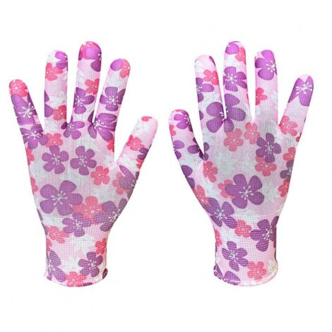 Gants de jardin, polyester, motif floral, taille 8" (1/5)