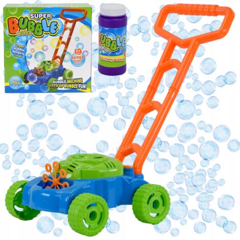 Tondeuse ?� gazon, chariot ?� bulles de savon, machine ?� piles pour enfants