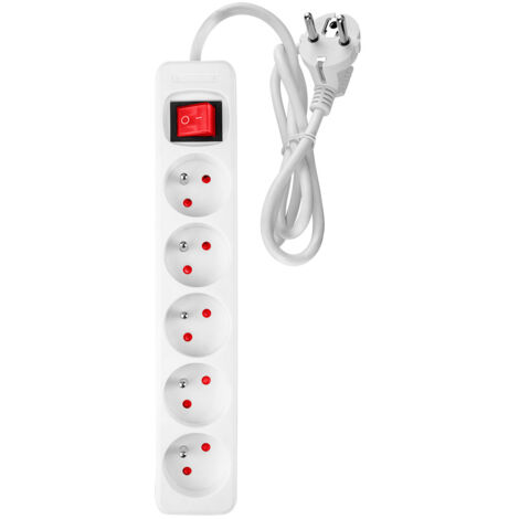 Rallonge 1,5 m, 3 x 1,5 mm², 5 G, blanc, ON/OFF (1/5)