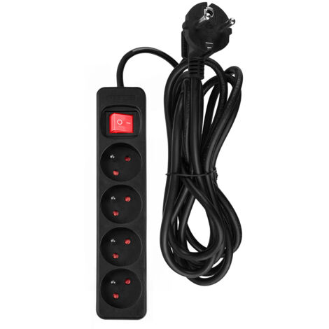 Rallonge électrique 3 m, 3 x 1,5 mm², 4 GHz, noire, interrupteur marche/arrêt (1/5)