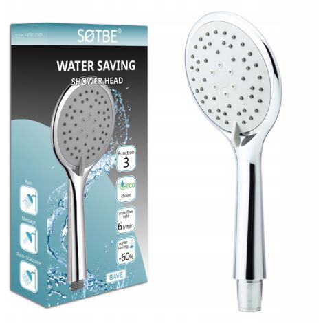 Pommeau de douche éco 3 fonctions - 60% de consommation d'eau 6 l/min pour la douche (1/5)