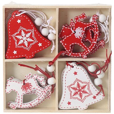 Décorations de Noël Pendentifs en bois pour sapin de Noël 12 pièces Noël (1/4)