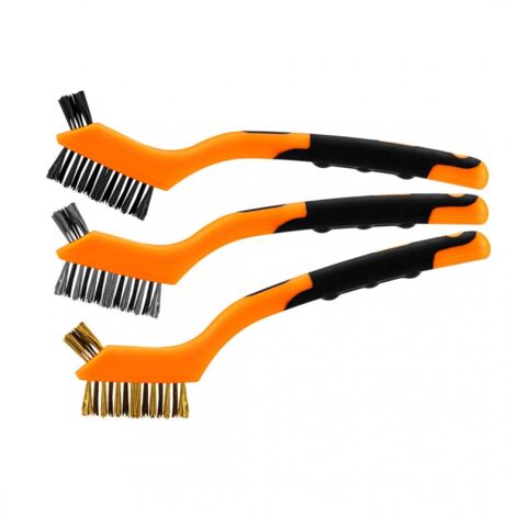 Ensemble de 3 brosses métalliques, 3 x 7 rangées (Brosses en fil d'acier, de nylon et de laiton. Profil des brosses optimisé pour une efficacité de nettoyage accrue.) (1/5)