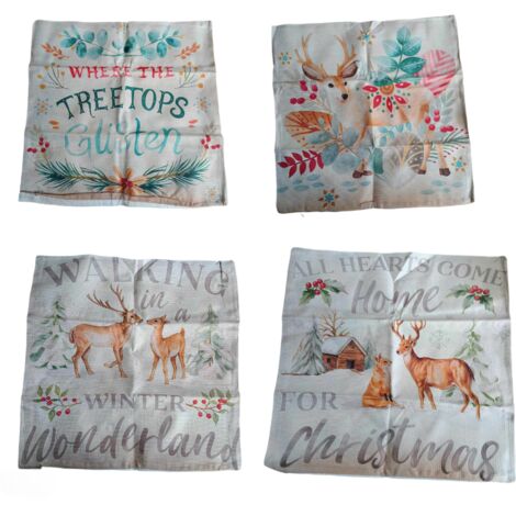Ensemble de taies d'oreiller de Noël 50 x 50 cm 4 pièces (1/5)
