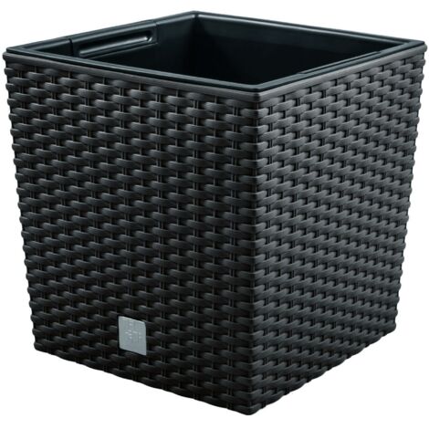 Pot de fleurs RATO bas 20 cm – Insert 5 l – Résistant aux UV et au gel – Pour intérieur et extérieur – Anthracite – Prosperplast (1/5)