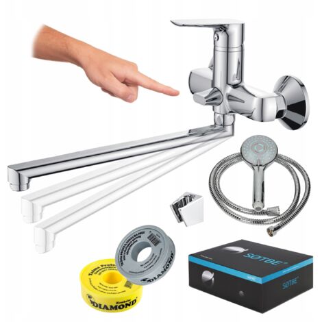 Robinet de baignoire mural pour baignoire, robinet mobile et rotatif, interrupteur rotatif (1/5)
