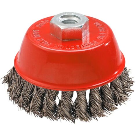Brosse métallique à godet 65 mm x M14, acier inoxydable (1/2)