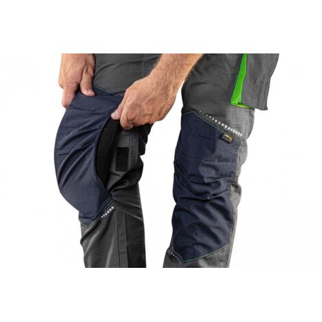 NEO TOOLS Salopette de travail premium pour homme 62 % coton, 35 % polyester, 3 % élasthanne 250 g/m² Taille XS à 3XL, Bleu Marine, M