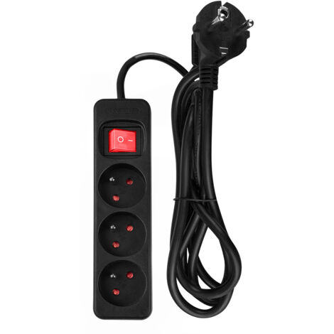 Rallonge multiprise 1,5 m, 3 x 1,5 mm², 3G, noire, ON/OFF (1/5)
