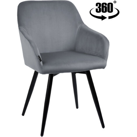 Fauteuil pivotant rembourré ESMO, velours, gris (1/5)