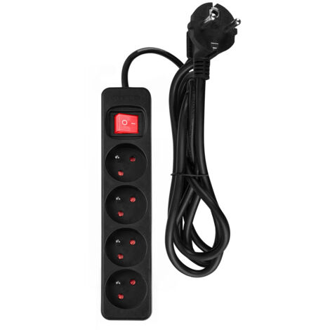 Rallonge électrique 1,5 m, 3 x 1,5 mm², 4 GHz, noire, interrupteur marche/arrêt (1/5)