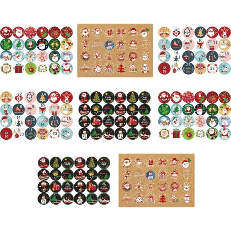 Ensemble d'autocollants de Noël 8 feuilles de 24 autocollants de Noël (1/5)