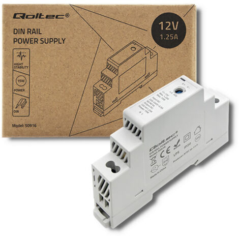 Alimentation sur rail DIN Qoltec 15 W 12 V 1,25 A Gris (1/5)