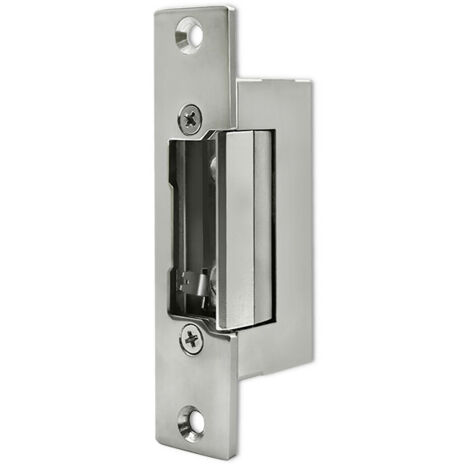 Gâche électrique symétrique 12V – Acier inoxydable – Mémoire intégrée et serrure mécanique – Plaque de montage incluse