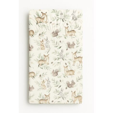 Drap housse en coton pour berceau 120x60 cm - olive bois (1/3)