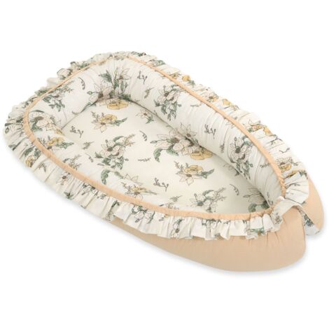 Lange bébé cocon premium à volants - Clématite sur beige (1/5)