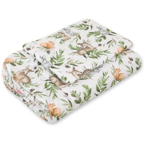 Parure de lit bébé avec garnissage, 2 pièces, 75x100cm NOUVEAU-NÉ - vert forêt (1/3)