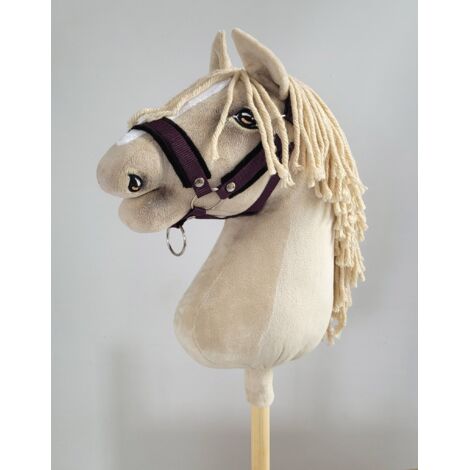 Licol réglable Hobby Horse A3 prune avec fourrure noire (1/2)