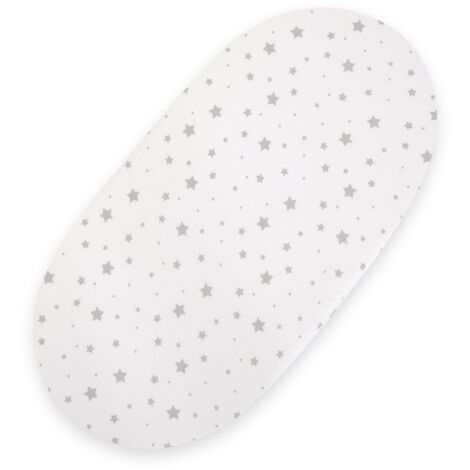 Drap-housse en coton pour couffin Boho, poussette gondole 75 x 35 cm - Mini Étoiles Gris (1/3)