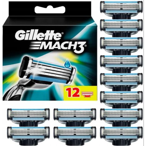 Cartouches de rasoir Gillette Mach3, 12 lames de rechange