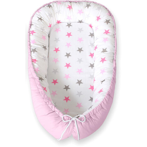 Cocon bébé, double face, parc, lange, Premium BOBONO - Étoiles, gris-rose/gris (1/5)
