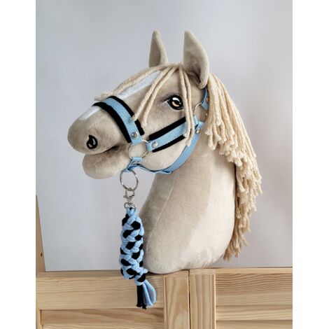 Hobby Horse A3 Frison Noir – Cheval Bâton 74 Cm – Filet, Licou, Longe Et Bonnet Blanc Inclus