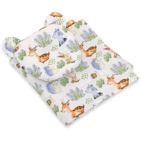 Couette ours en peluche avec rembourrage et oreiller profilé - Ensemble 2 pièces - Aventure en forêt (1/5)