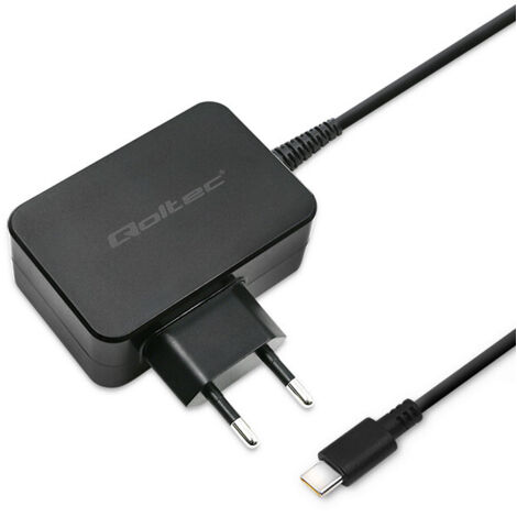 Chargeur mural Qoltec 65 W 5-20 V 3-3,25 A USB Type-C PD Ordinateur portable Smartphone Noir (1/5)