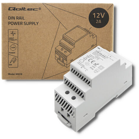 Alimentation sur rail DIN Qoltec 24 W 12 V 2 A Gris (1/5)