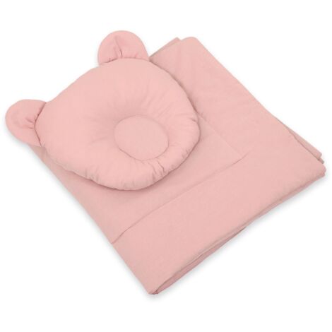 Parure de lit bébé avec garnissage, couette et oreiller en forme d'ours en peluche - Ensemble 2 pièces - Rose poudré (1/5)