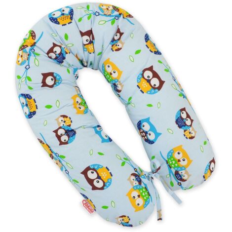 Coussin de grossesse long pour dormir avec housse amovible - Blue Owls (1/5)